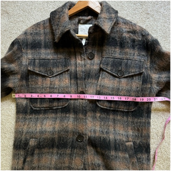 Avec Les Filles Longline Plaid Fuzzy Shacket S - Picture 14 of 16